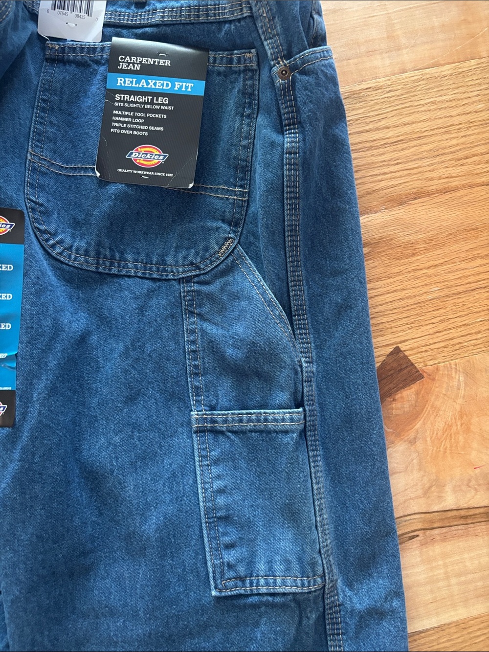 Dickies Men's Relaxed Fit Carpenter Jeans - Light Blue Denim - Picture 7 of 8